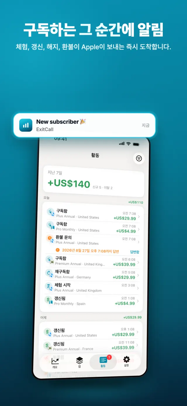 구독하는 그 순간에 알림